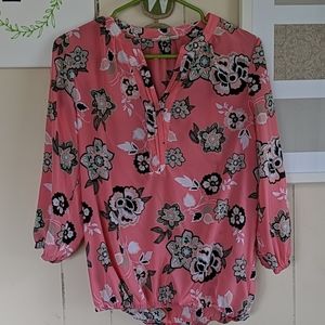 Dana Buchman pink floral printed top